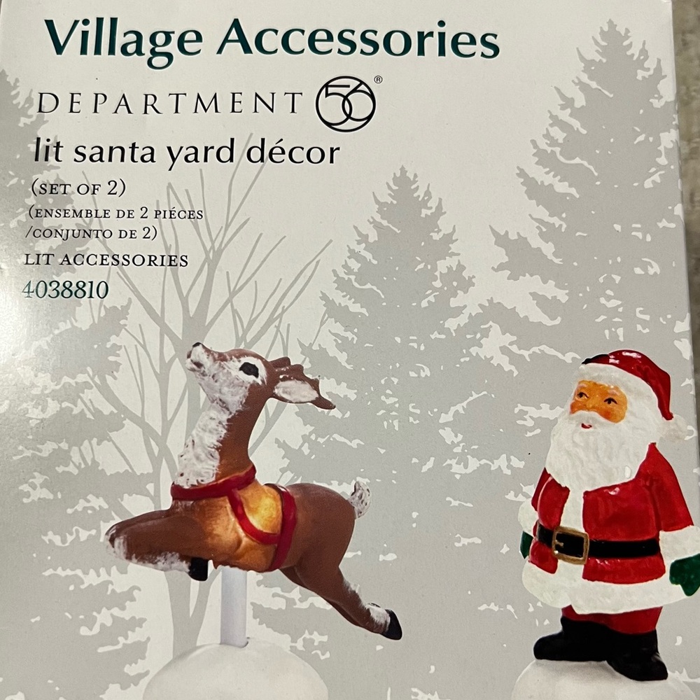 RARE Department 56 Light Up Santa and Reindeer for Christmas Village